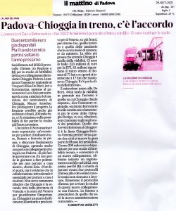 Padova-Chioggia in treno, c'è l'accordo (Il Mattino di Padova del 29 settembre 2021)